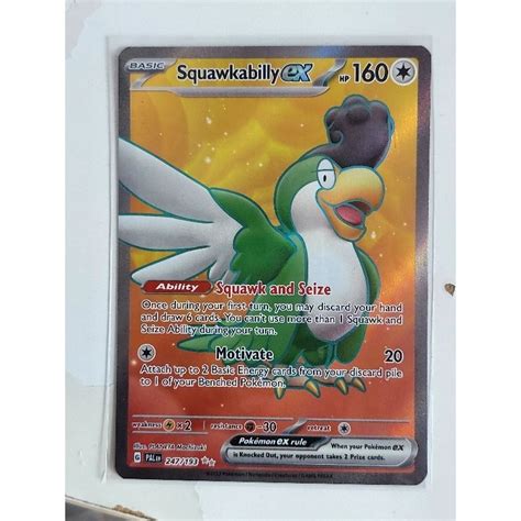 Pokemon Squawkabilly Ex Full Art Paldea Evolved Card Shopee Singapore