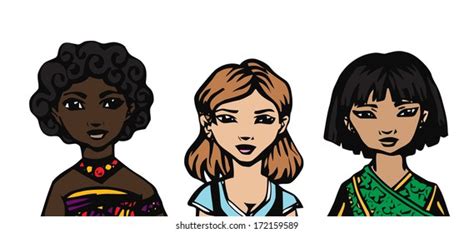 Group African American Pretty Girls Female Vector Có Sẵn Miễn Phí Bản