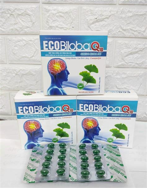 Giúp tăng cường lưu thông máu não ECO Biloba Q10 hộp 10 vỉ x 10 viên ...