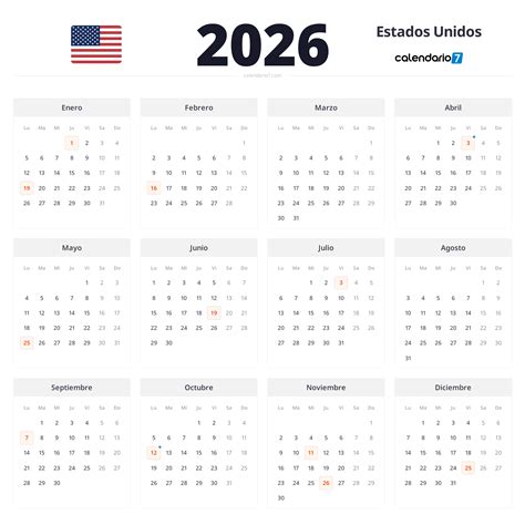 Calendario 2026 Estados Unidos Y Mexico