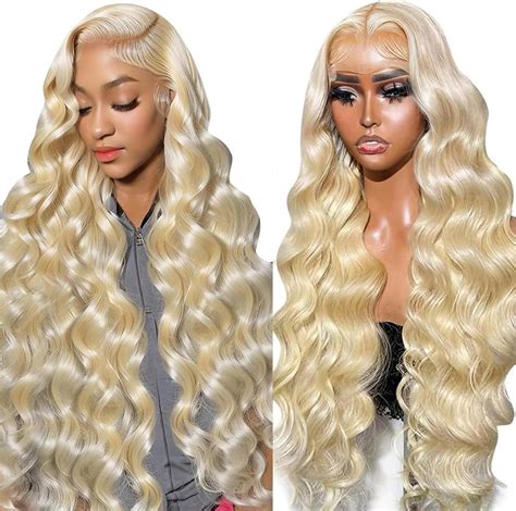 Amazon BABOSHOW 613 Lace Front Wig Human Hair 13x6 Transparent Lace Body Wave Blonde Lace