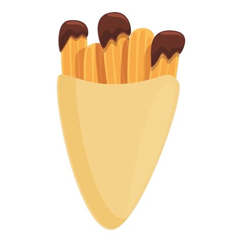 España churro icono dibujos animados vector pastelería de chocolate