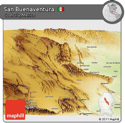 Free Physical Panoramic Map of San Buenaventura