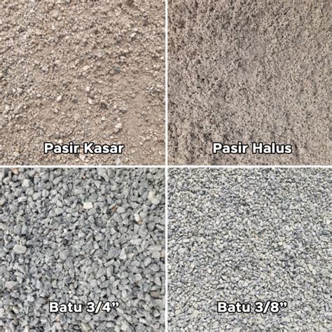 pasir kasar pasir halus batu   simen coarse washed