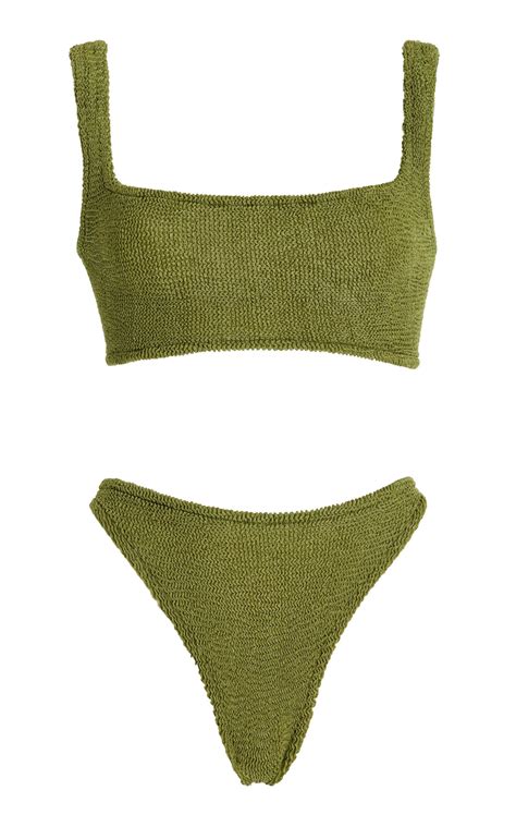 Hunza G Xandra Seersucker Bikini In Green Lyst