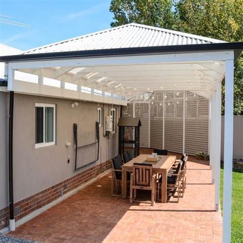 Softwoods 9.0 x 5.5m Suntuf Standard Gable Roof Pergola Kit - Bunnings ...