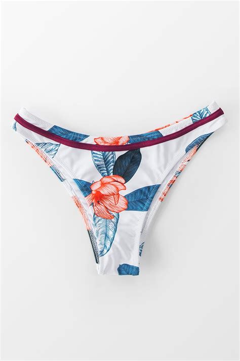 Bikini Hose Mit Blumen Und Blattmuster In Wei Cupshe Deutschland