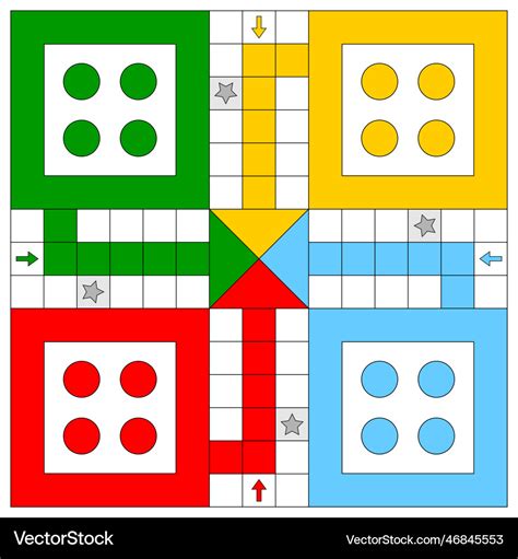 Ludo Board Vorlage Bedruckbar Lizenzfreies Vektorbild