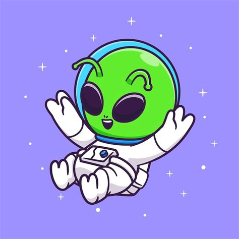 Premium Vector Cute Alien Astronaut Floating In Space Cartoon Vector