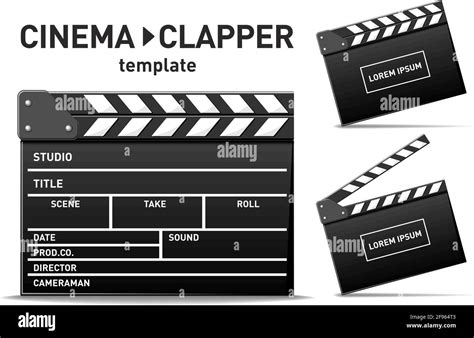 Movie Film Clap Board Template Opened And Close Up Cinema Clapper