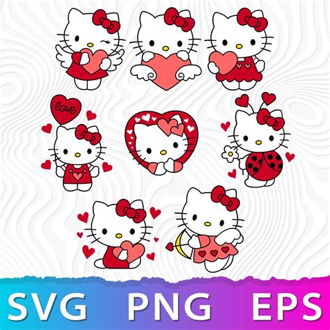 hello kitty svg bundle with hearts and ladybugs