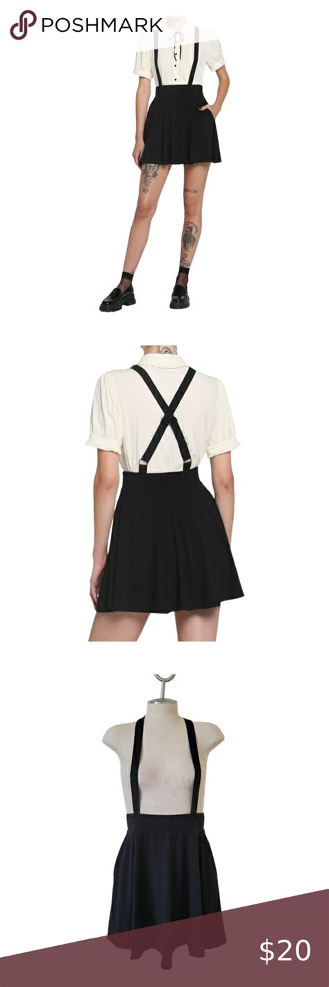 Hot Topic Skirt With Suspenders Black Mini Skirt Comfortable Skirts