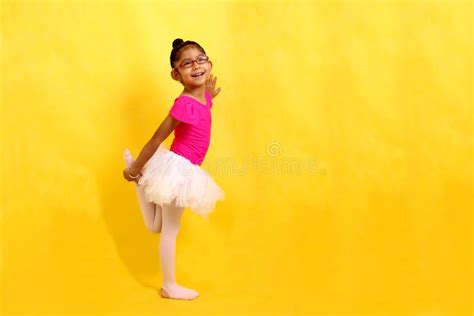 Year Old Brunette Latina Girl Practices Ballet In Her Summer Class Dressed In A Leotard And