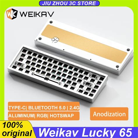 Weikav Lucky65 Mechanical Keyboard Kit Aluminum Alloy Wireless 3 Mode Rgb Hot Swap Gasket 65 66