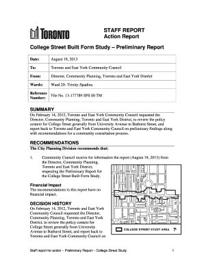 Fillable Online Toronto TE26 62 Staff Report College Street Built