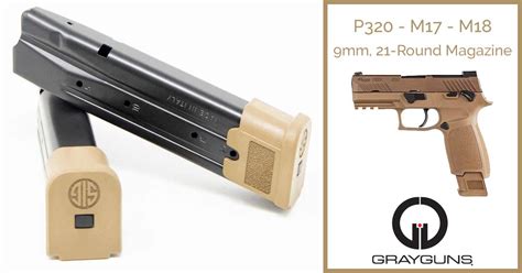 SIG Sauer P320 Full Size 9mm Magazine, 21-Round - Grayguns