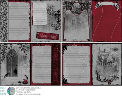 Printable Gothic Journal Digital Junk Journal Pages X Etsy Diy