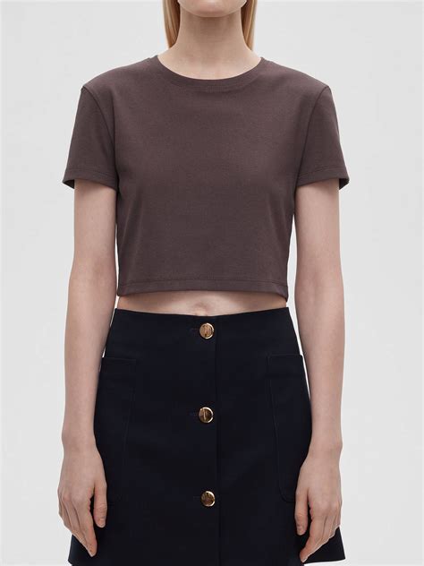 Футболка укороченная 0096, коричневая женская — купить по выгодной цене ...