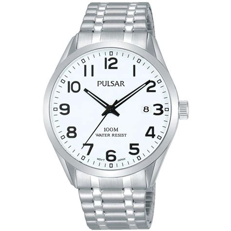 Pulsar Classic Quartz White Dial Silver Steel Mens Watch Ps9559x1