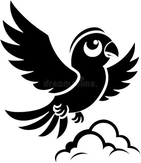 Flying Parrot Stencil Showcases Majestic Spread Wings Stock Image