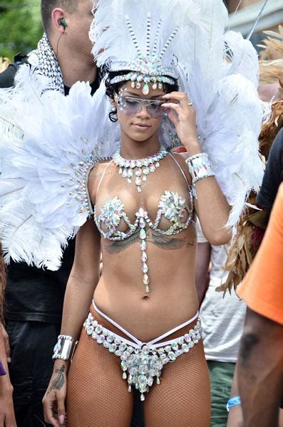 Holy Almost Naked Rihanna Singer Celebrates Barbados Holiday In Glitter Bikini