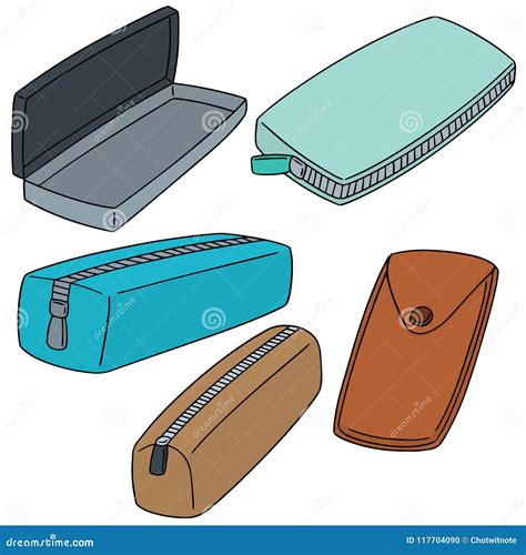 Vector Set Of Pencil Case Stock Vector Illustration Of Doodle 117704090