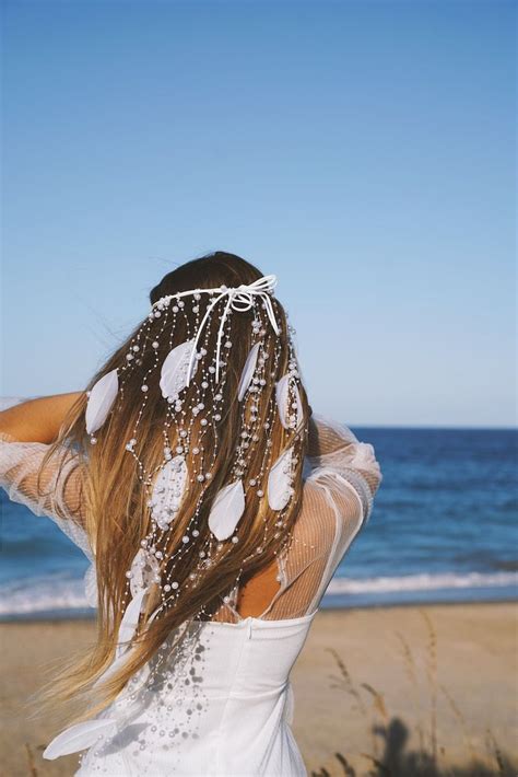 White Feather Headband Boho Bohemian Wedding Headband Festive Etsy