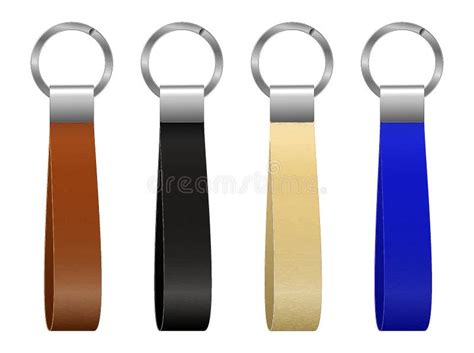 Set Of High Detailed And Realistic Leather Key Chain Isolated Stock