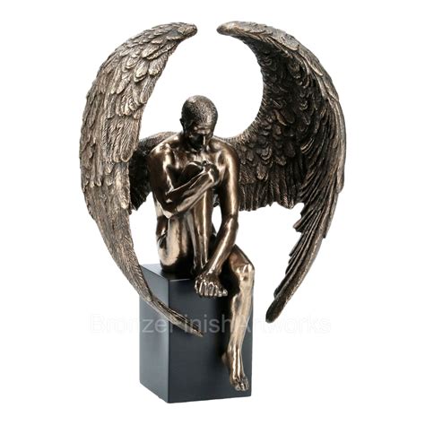 Winged Nude Male Angel Sitting On Plinth Cold Cast Bronze Etsy Australia