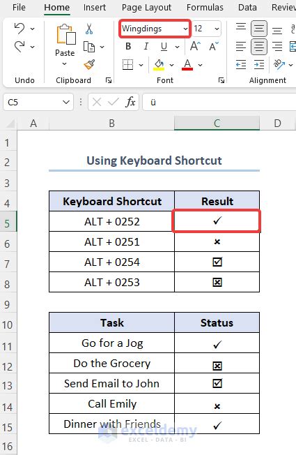 How To Insert A Check Mark In Excel Methods Exceldemy