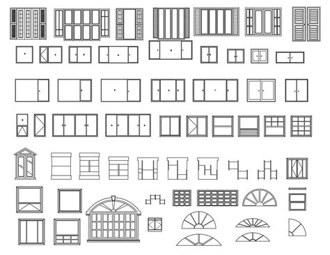 Different Patterns Of Door Cad Blocks In Autocad 2d Drawing Dwg File