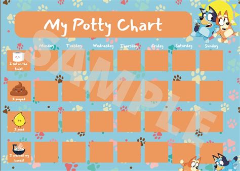 Bluey Potty Training Chart Printable Chart