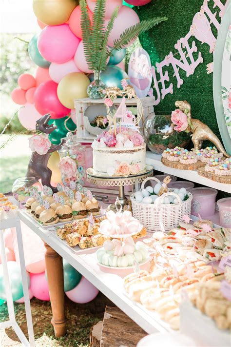 Pink Gold Jurassic World Dinosaur Party Birthday Party Ideas Photo