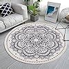 Amazon De Shacos Vintage Baumwollteppich Rund Grau Mandala Teppich