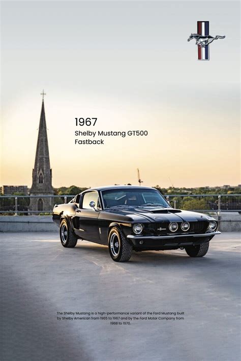 1967 Shelby Mustang Gt 500 Car Wall Poster 24x36 Ford Muscle Copo