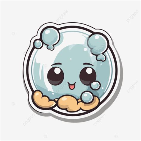 Cute Little Bubble Ball Sticker Clipart Vector Sticker Design With