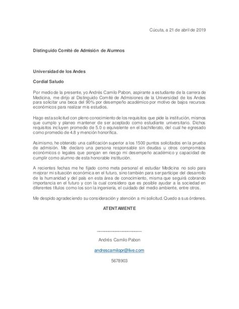 Carta De Solicitud De Beca