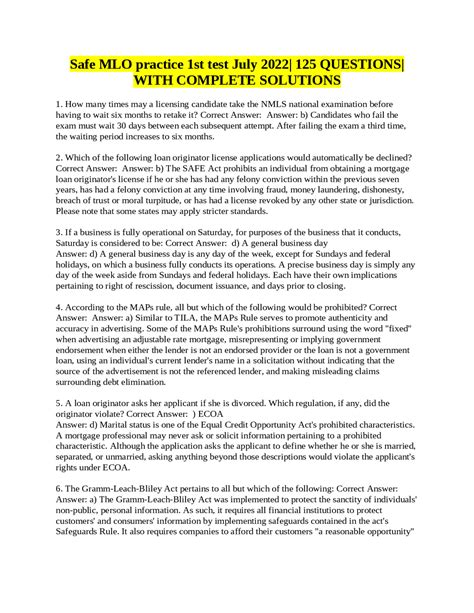 Mlo Practice Test 2022