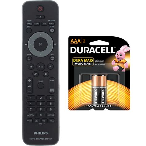 Controle Remoto Home Theater Philips Original Pilhas Duracell Aaa