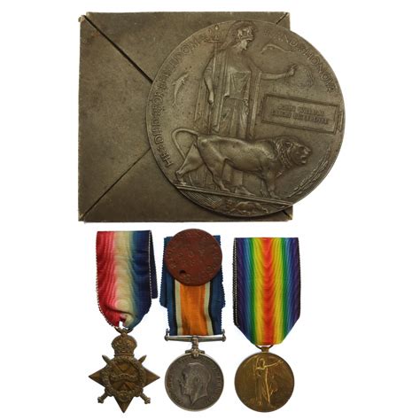 WW1 1914 15 Star British War Medal Victory Medal And Memorial Plaque