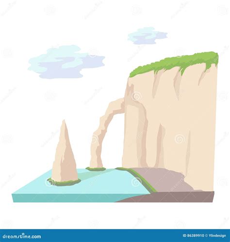 Sea Cliff Icon Cartoon Style Stock Vector Illustration Of Island