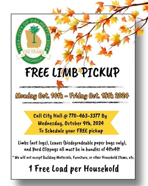 Deadline to Schedule Free Limb Pickup | Palmetto GA