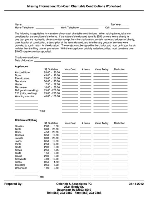 Non Cash Charitable Contributions Worksheet Fill Out And Sign Online Dochub