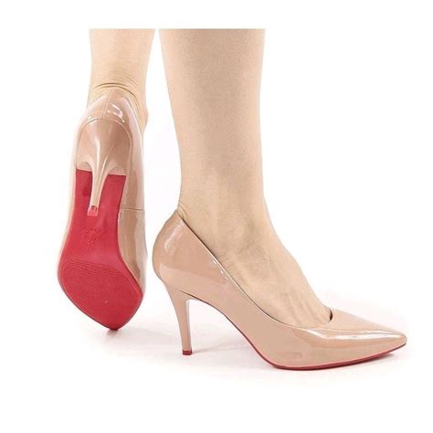 Scarpin Nude Salto Alto Sola Vermelha Shopee Brasil