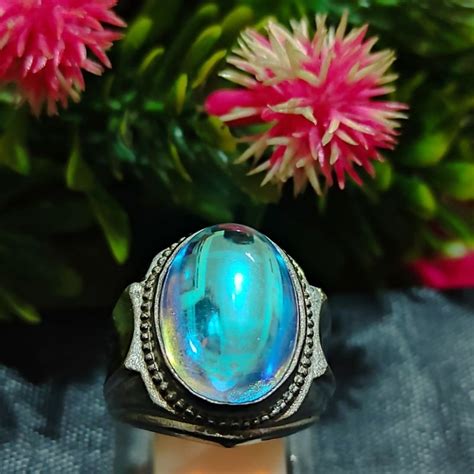 Jual Cincin Batu Kalimaya Pelangi Natural Ring Alpaka Super Shopee