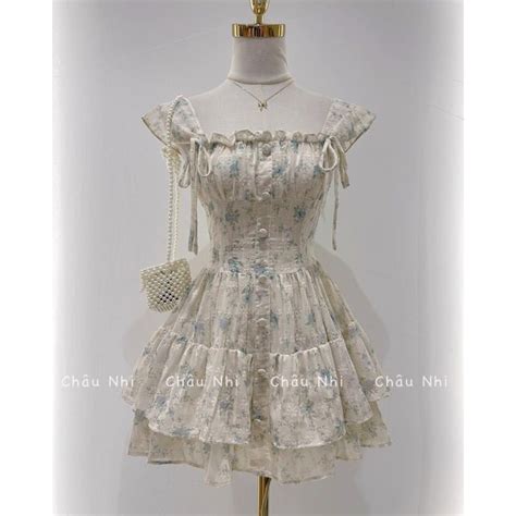 SIÊU HOT Đầm hoa tầng 2 dây ren cúc bọc tiểu thư sang chảnh maybecloset Shopee Việt Nam