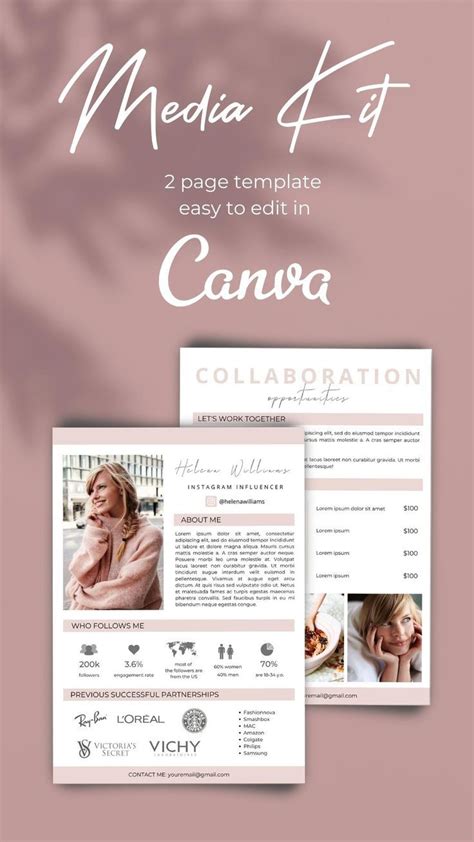 Media Kit Media Kit Template For Canva Influencer Media Kit With Rate