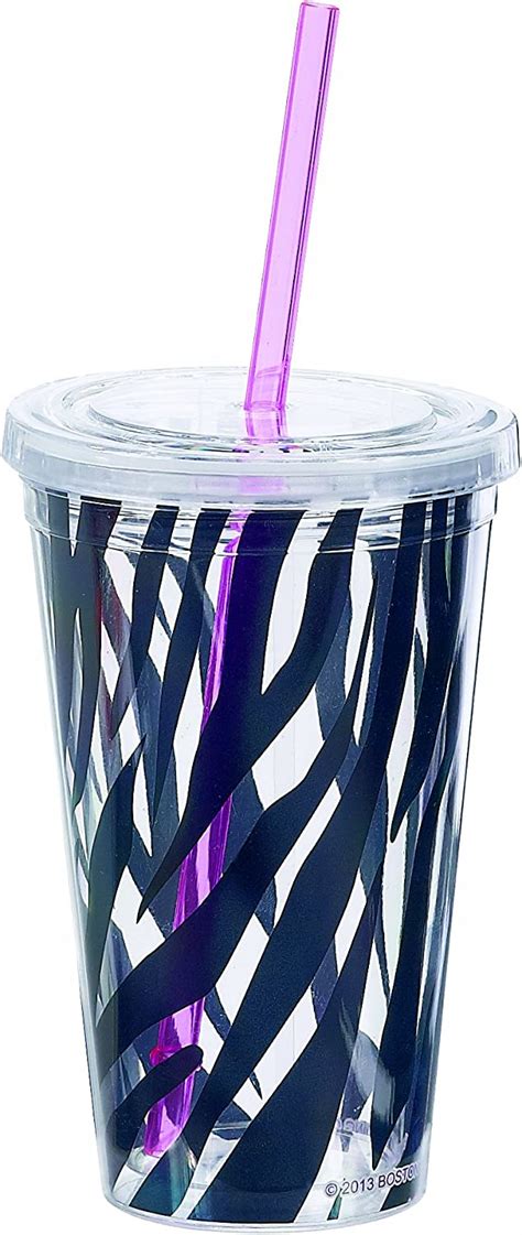 Boston Warehouse Zebra Tumbler With Straw 16 Ounce