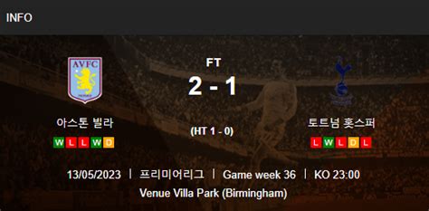 Epl Preview 36r 아스톤빌라 Vs 토트넘