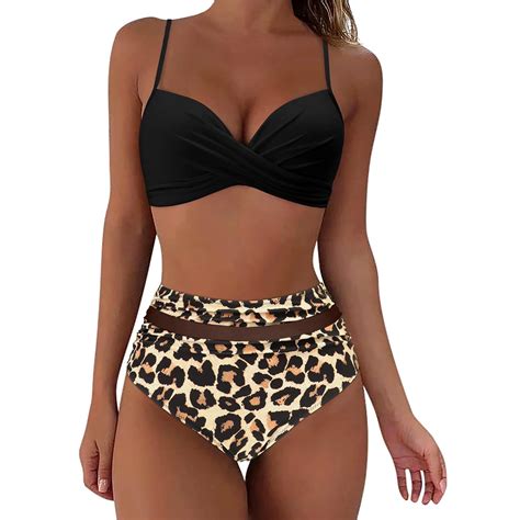 Mnyotv Womens Bikini Sets Women High Waisted Bikini Sexy Push Up Two Piece Swimsuits Vintage